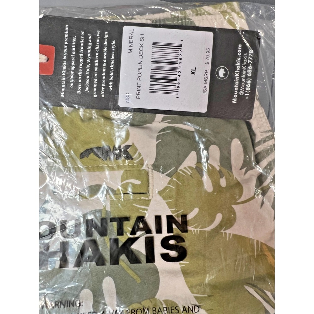 NWT Mountain Khakis Poplin Deck Shorts XL Leaf Print Stretch 7" Inseam Summer - Picture 2 of 13